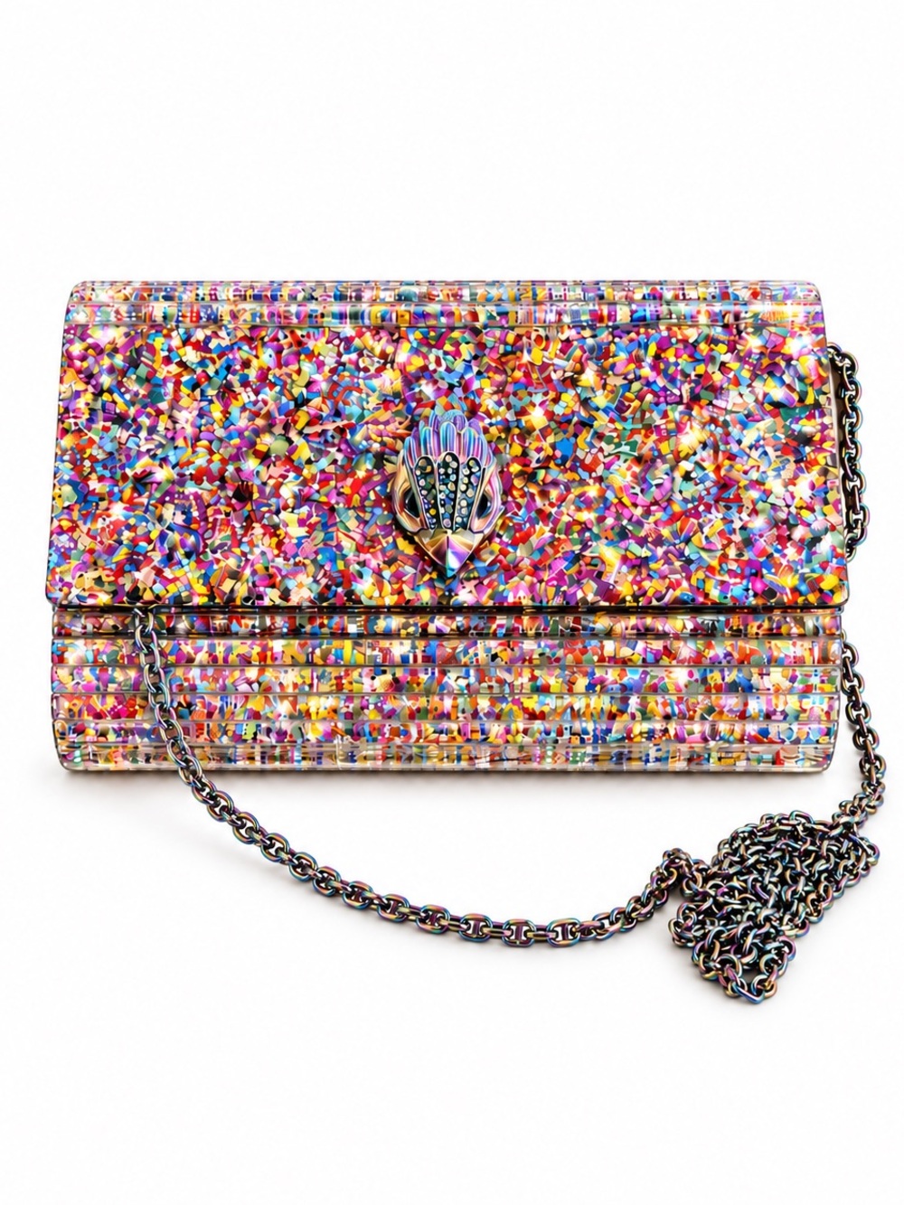 🌈✨ EUC Kurt Geiger Confetti Party Eagle Clutch + Dust Bag | No Glitter Fallout